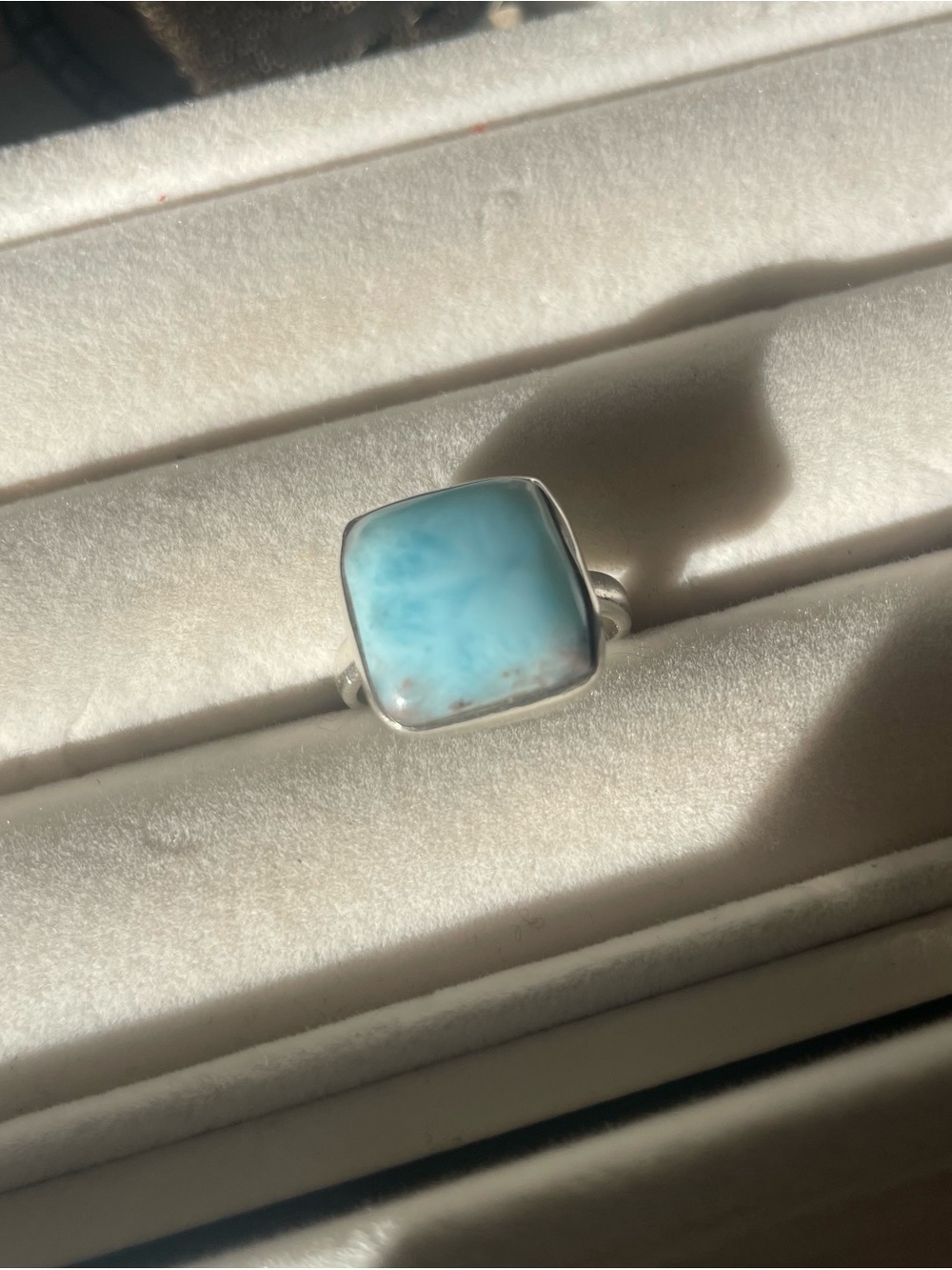 Sterling Silver Blue Larimar Square Ring